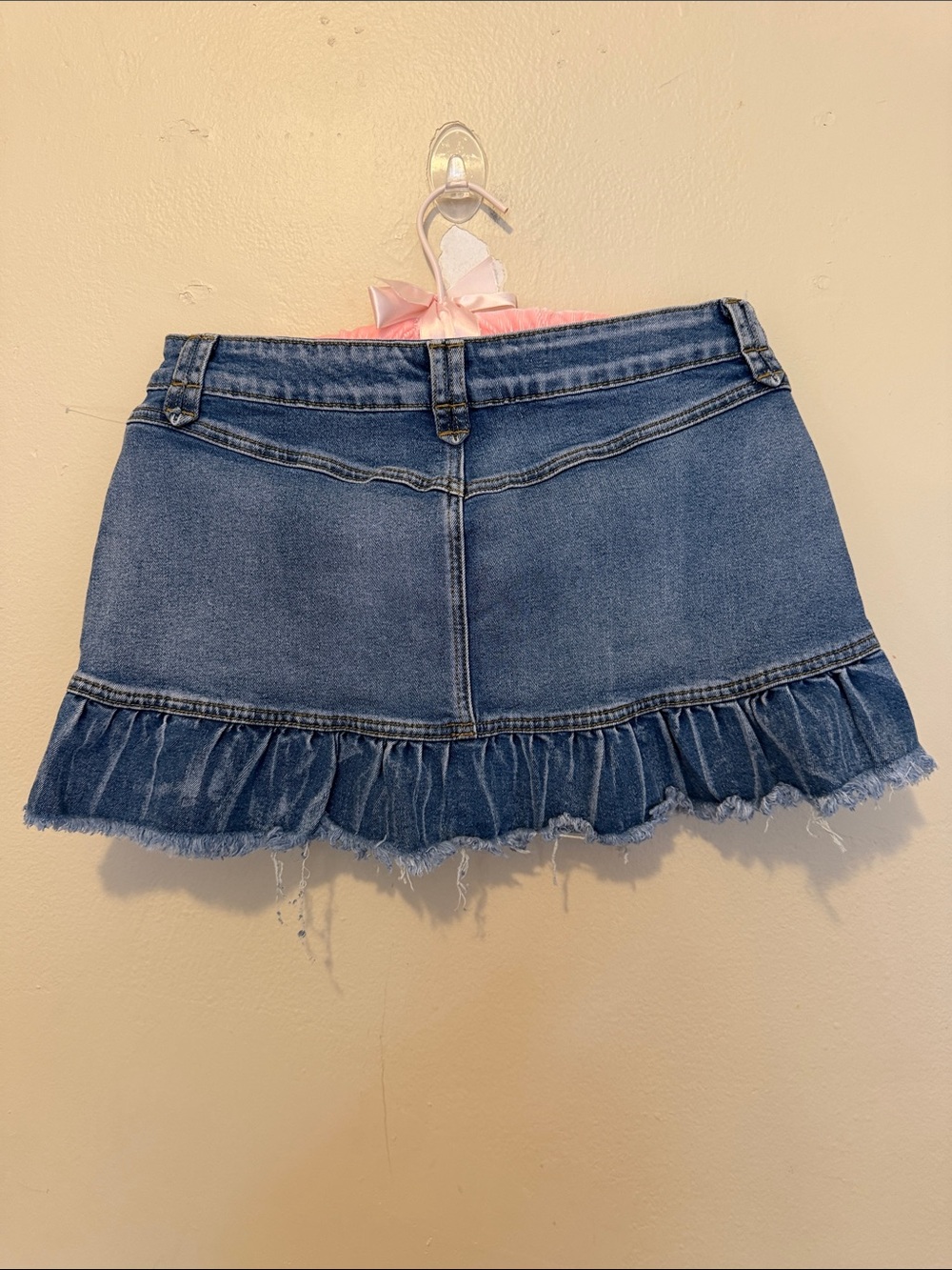 Dakota Blue Distressed Denim Ruffle Mini Skirt - Blue - Picture 2 of 4